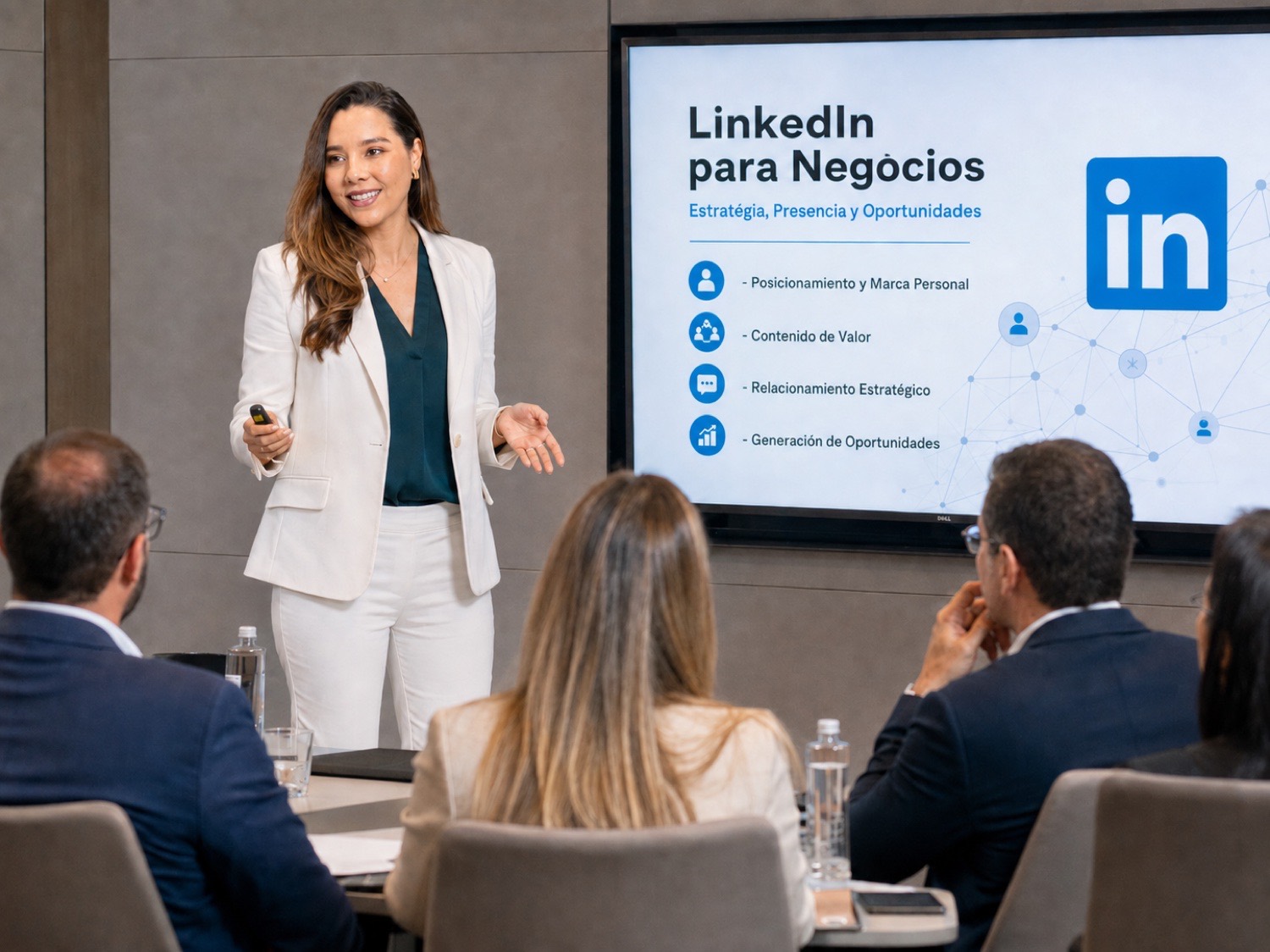 Delia Malta presentando LinkedIn para negocios