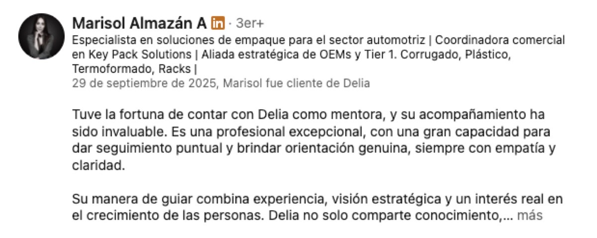 Recomendación de un cliente de Delia Malta