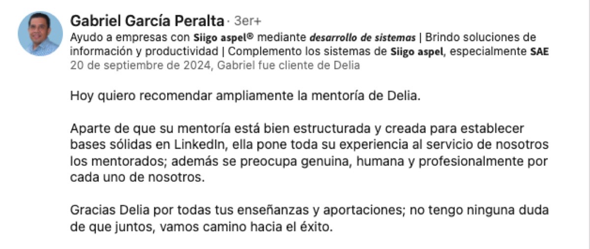 Recomendación de un cliente de Delia Malta